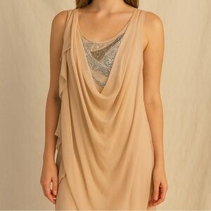 Peach Sequin Chiffon Dress